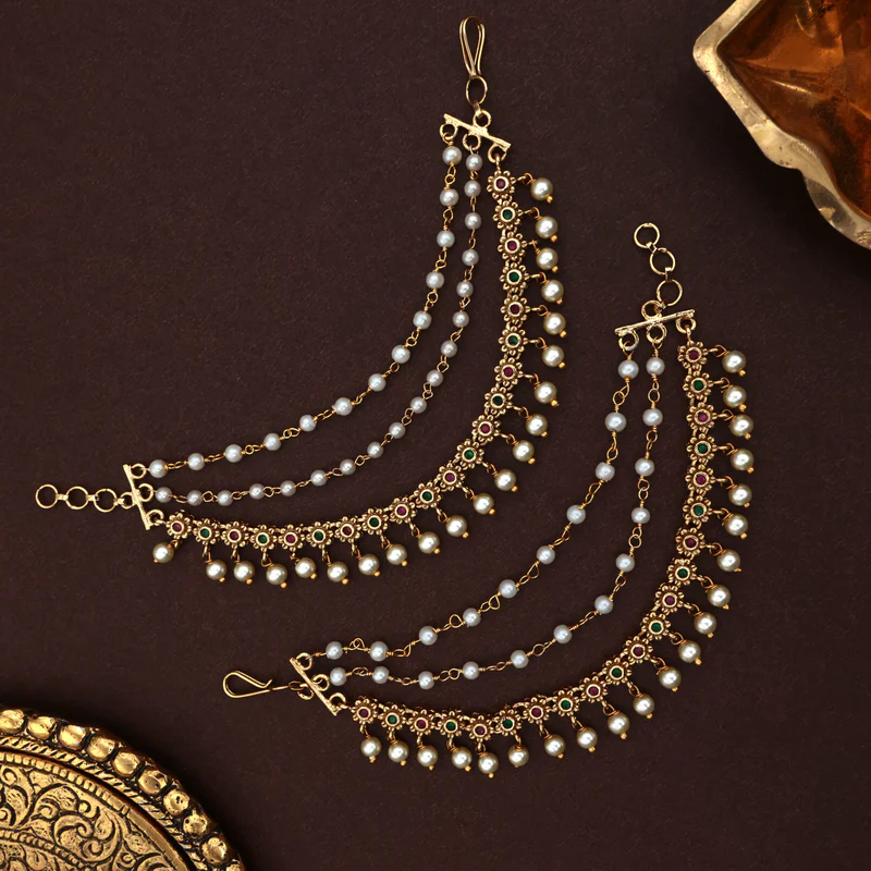Little Flowers 3 Line Bridal Earchain